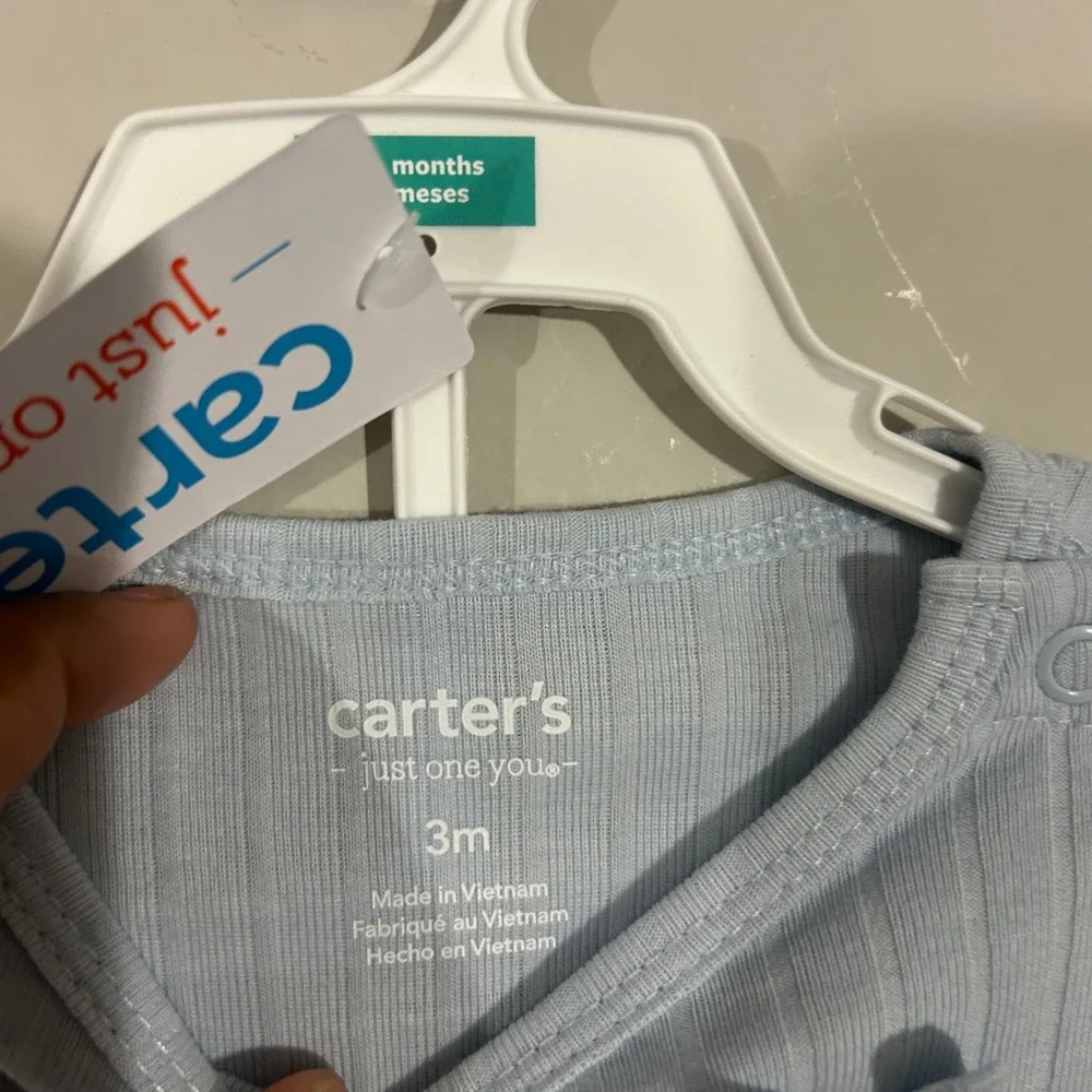 Carter's Pajama Set Kids 3M Blue NEW Bunny Ribbed Knit 2pc Long Sleeve Outfit